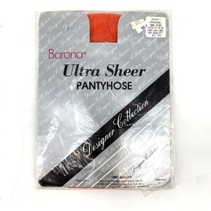 BARONA #5005 Orange Womens ONE SIZE 100-160 lbs‎ ULTRA SHEER NYLON PANTYHOSE New